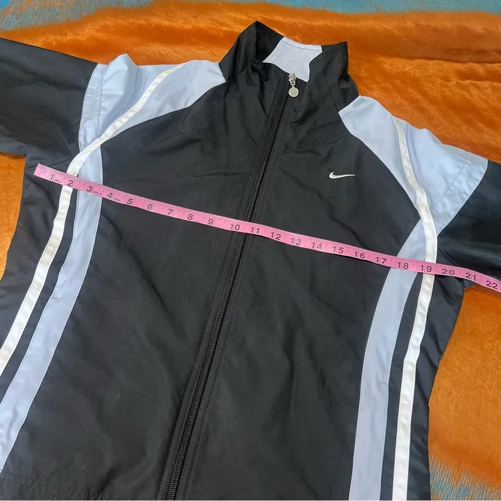 Vintage Nike Full zip Windbreaker Sporty black stripes large 12-14 Y2K 90s - Image 10