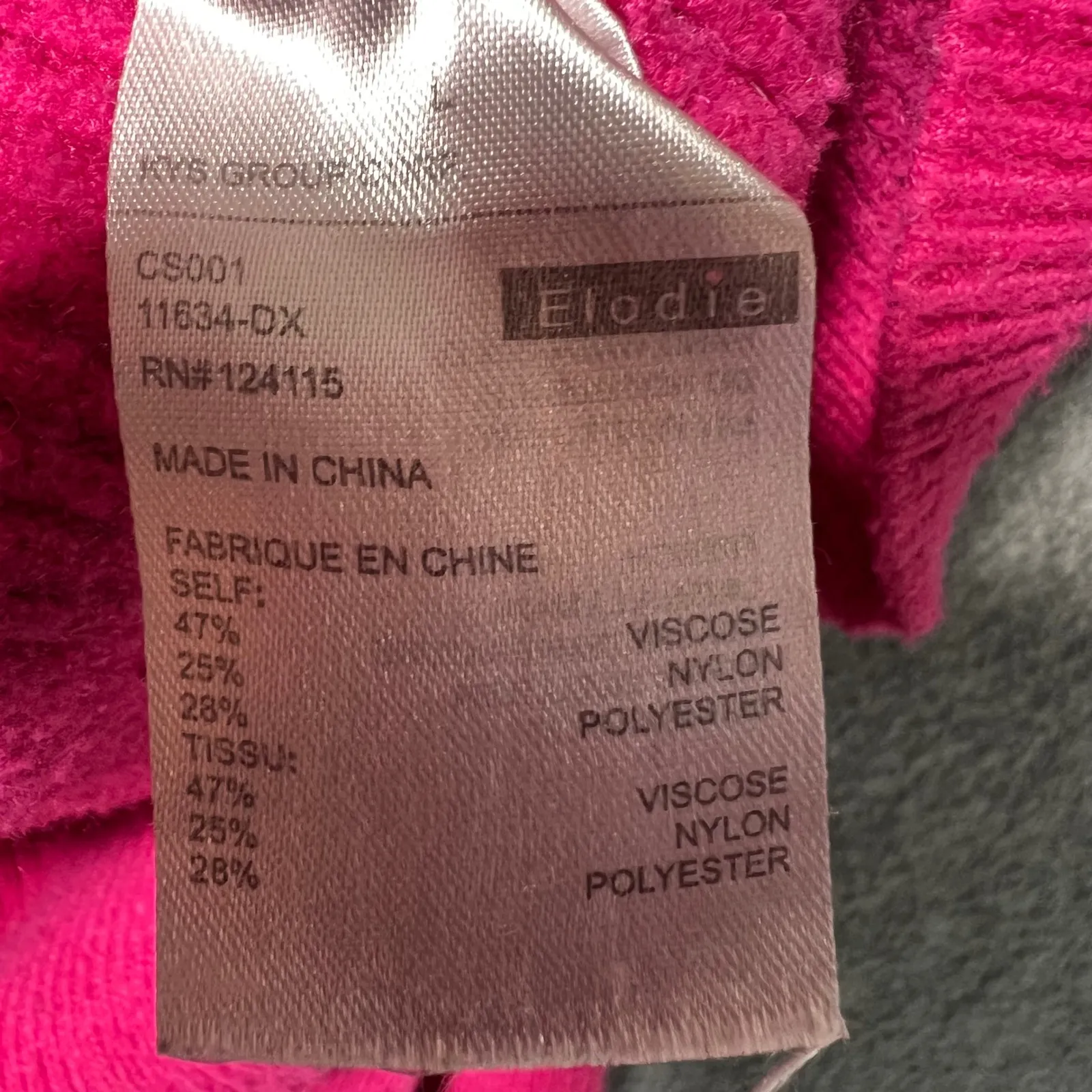 Elodie Sweater Bright Pink Ribbed Knit Crew Neck Long Sleeve Top Large - Image 3