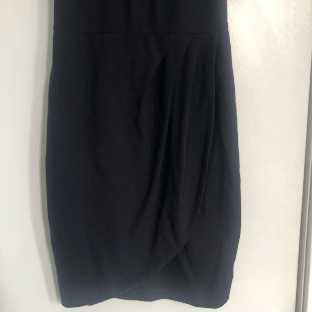 L.K. Bennett Navy Blue Sheath Dress Pleated Tulip Hem women’s size 6 cocktail - Image 4