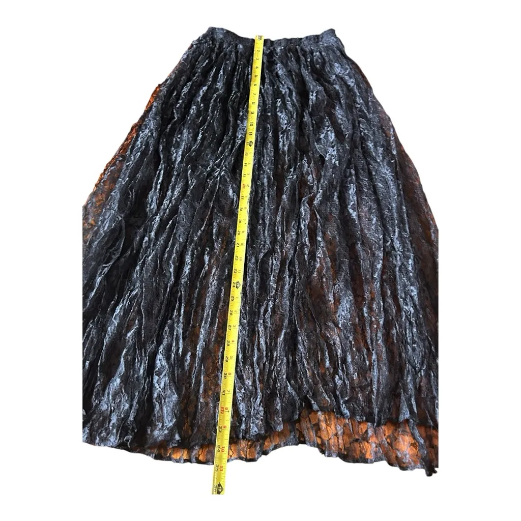 Vintage Judy Knapp black lace see thru skirt elastic waist Size Small - Image 6