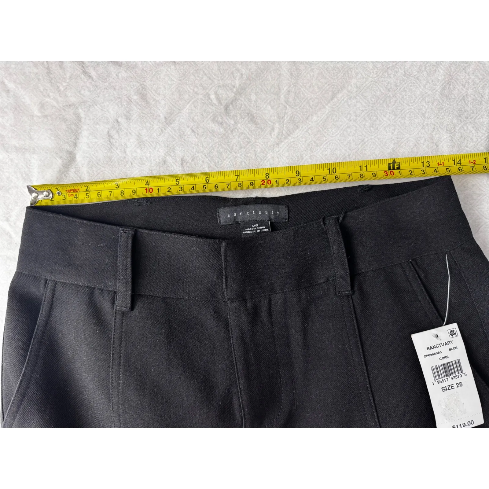 Sanctuary Black Pleat Detail Cargo Pants Relaxed Fit Standard Rise Size 25‎ - Image 8