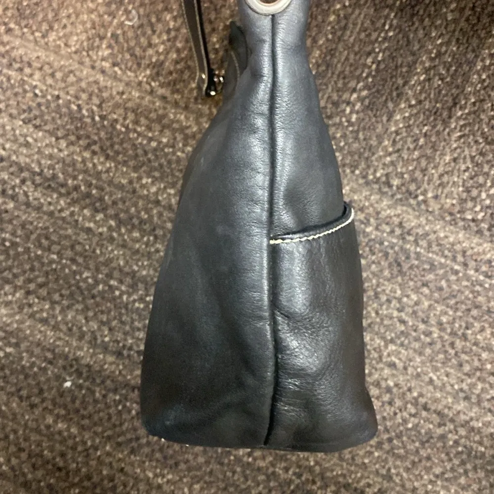 Vintage LAUREN Ralph Lauren Black Leather Small Hobo Shoulder Bag Purse Handbag - Image 4