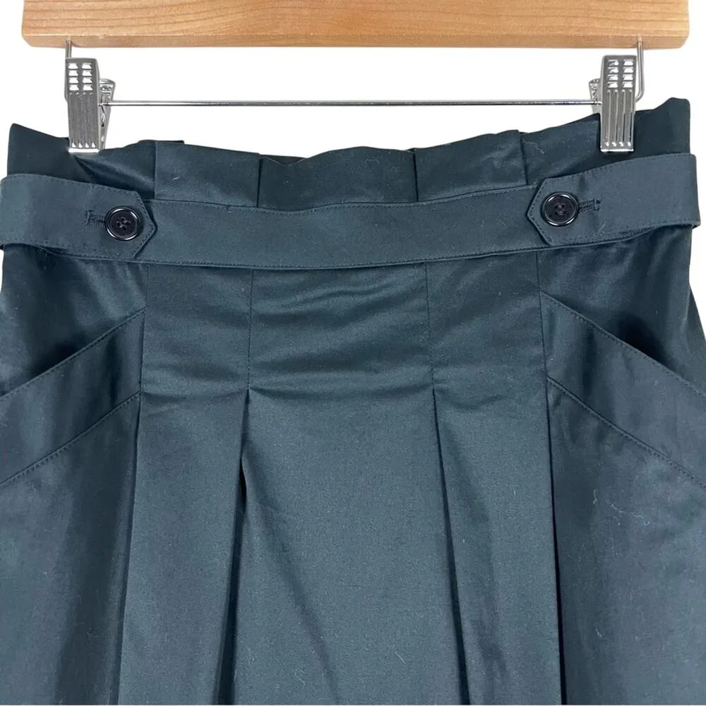 NWT BCBGMaxAzria Skirt Womens 8 Black High Waist Cotton Pleated Career Modest - Image 2