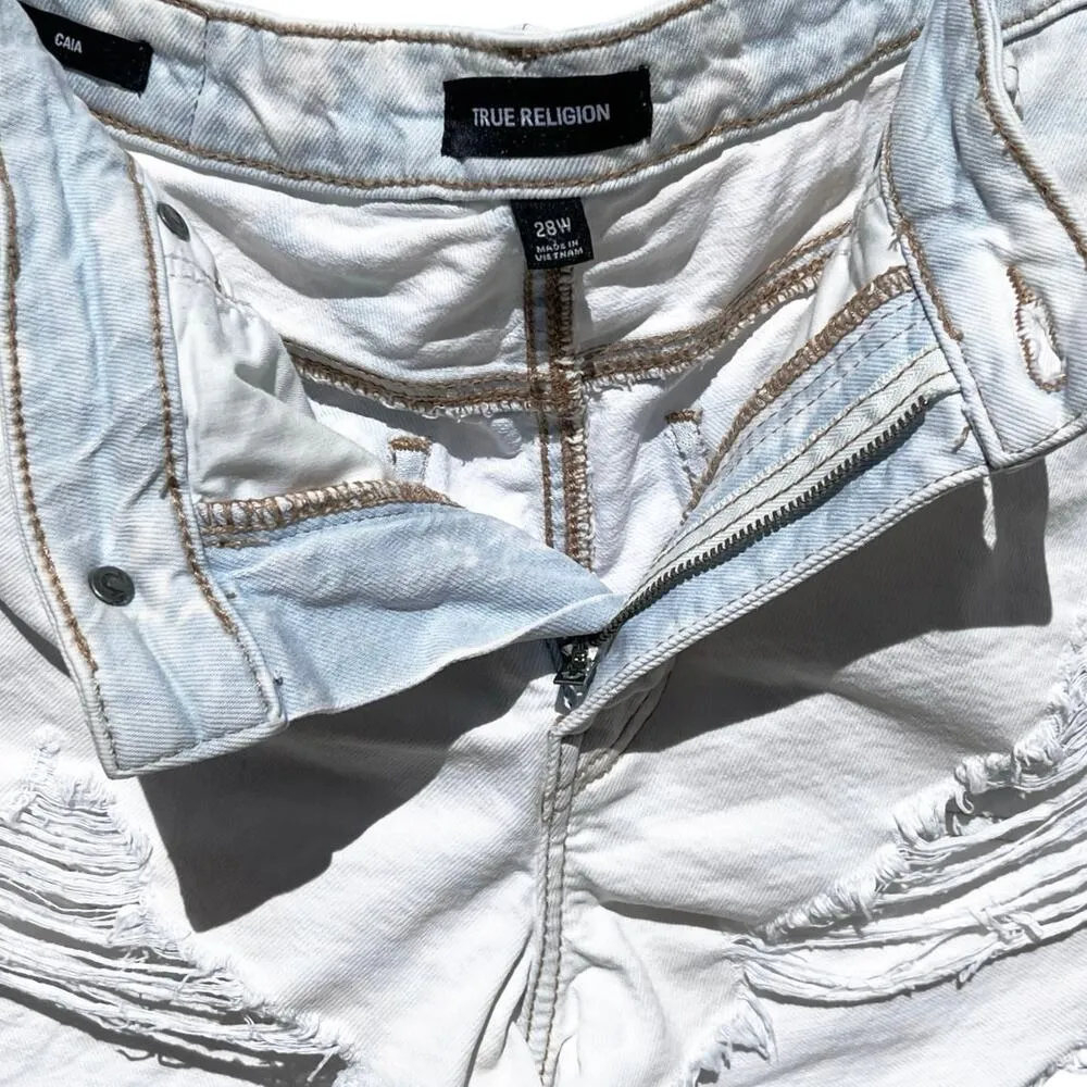 TRUE RELIGION Women’s CAIA High Rise Distressed Denim Short size 28 - Image 2