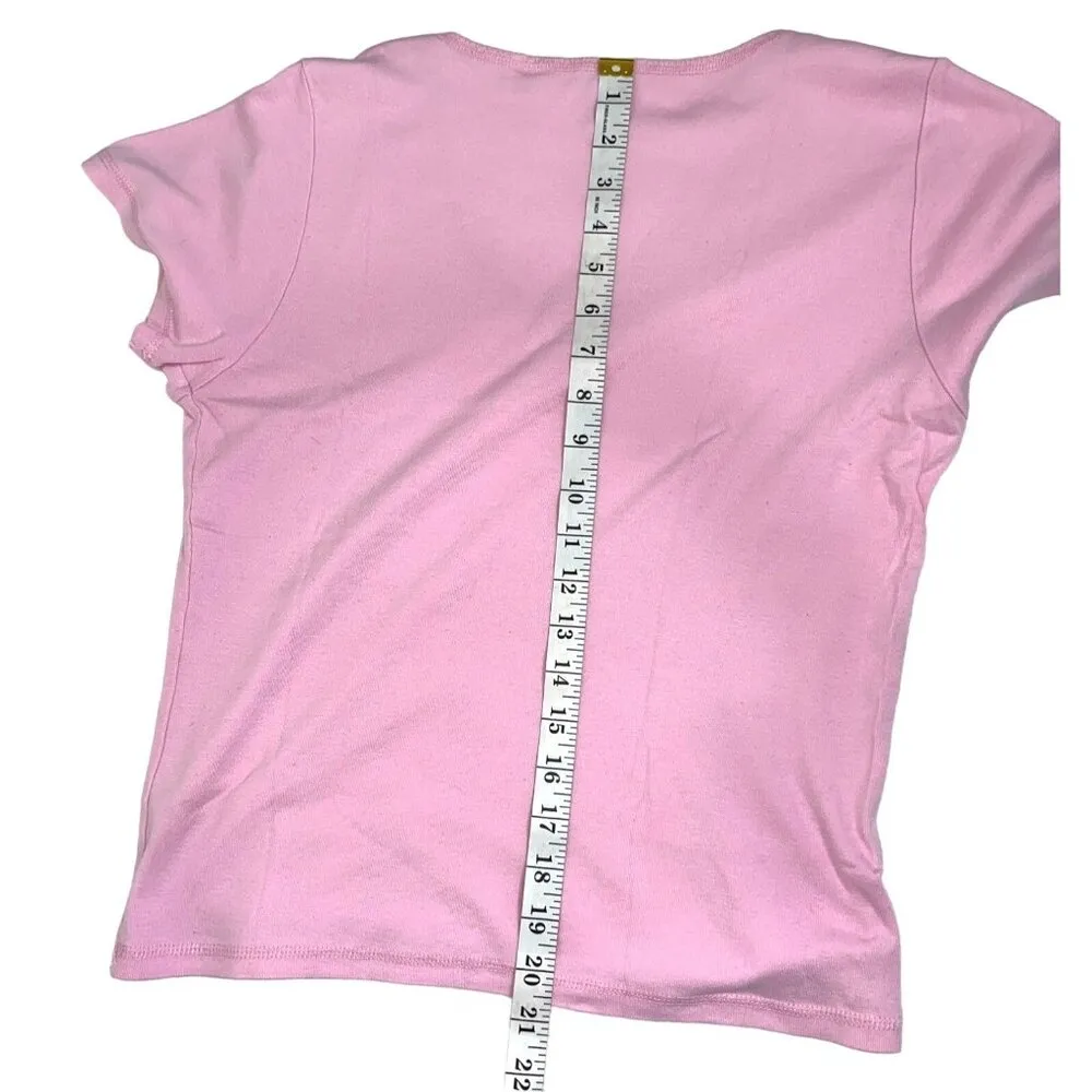 PJ Salvage X-Small Pink Short Sleeve V-Neck Cotton T-Shirt 85e - Image 6