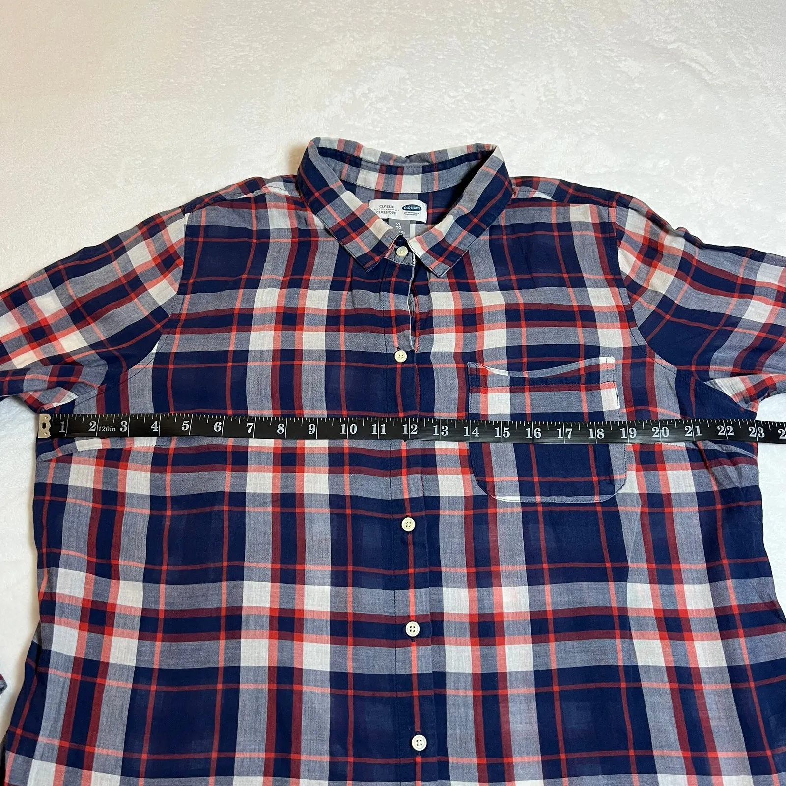 Old Navy Classic Plaid Button Up Shirt Size XL Cotton Colorful Hipster Casual - Image 7