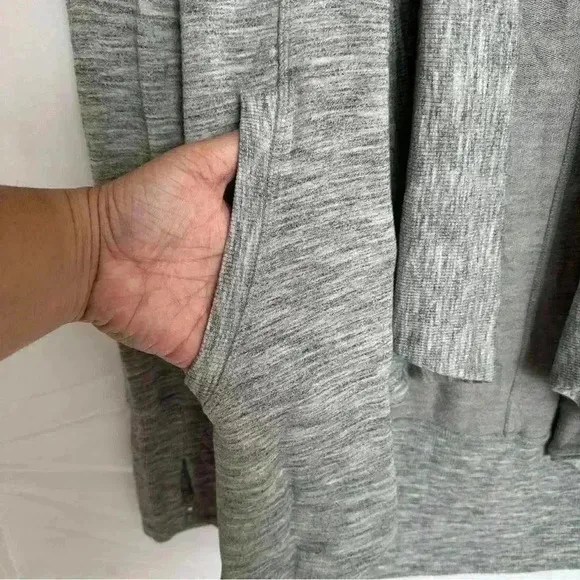 Athleta Open Cardigan Sweater Womens Sz XXS Gray Modal Blend Pockets Thumbholes‎ - Image 8