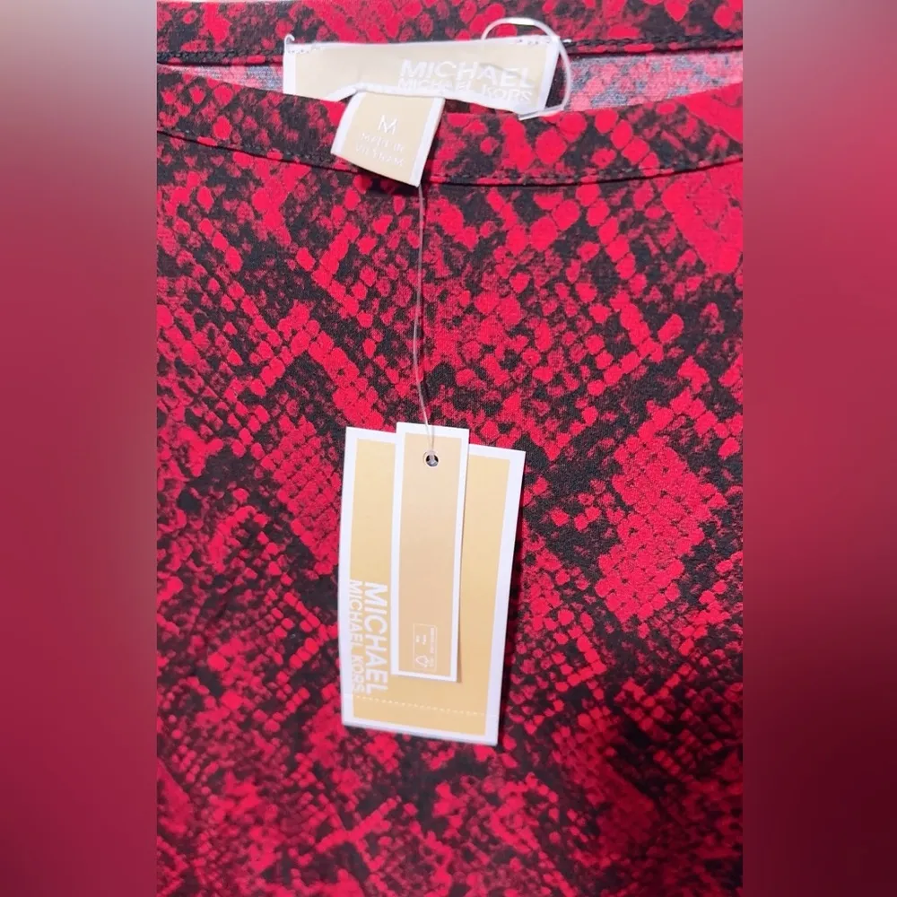 Michael Kors red snake print bow tie side top - Image 3