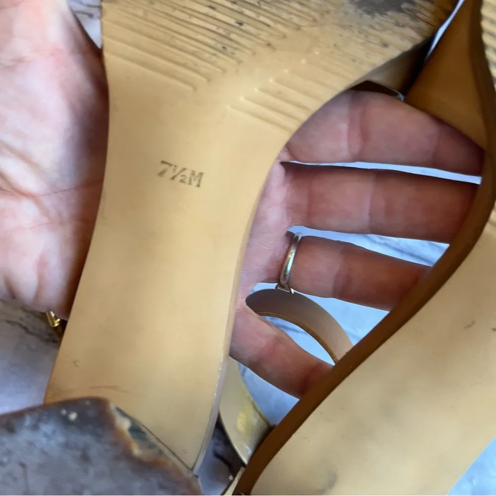 Enzo Angiolini Neutral Tan Leather Sandals 7.5 Womens Ankle Strap Minimalist - Image 10