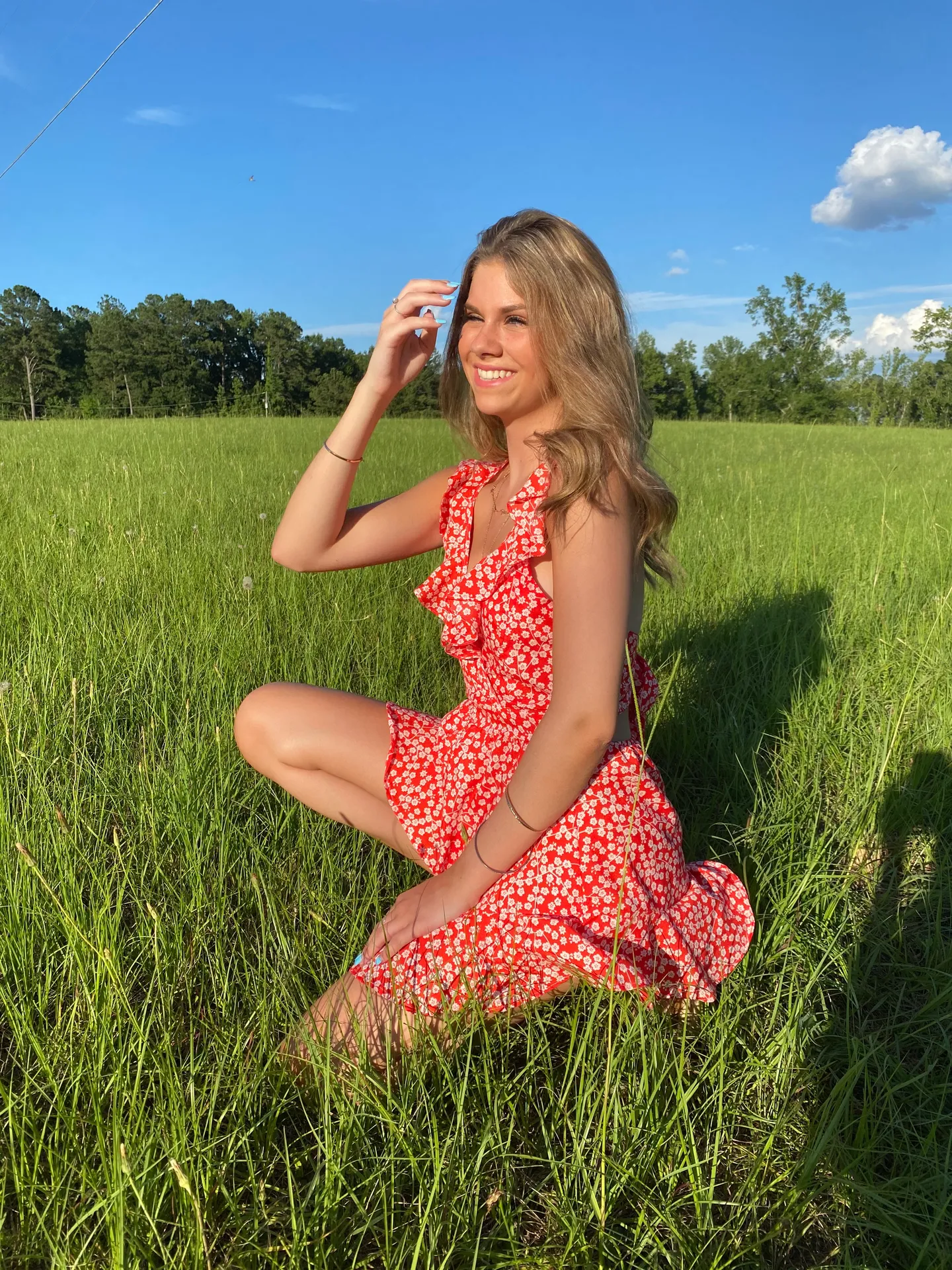 Ditsy Floral Back Self-Tie Romper - Image 5