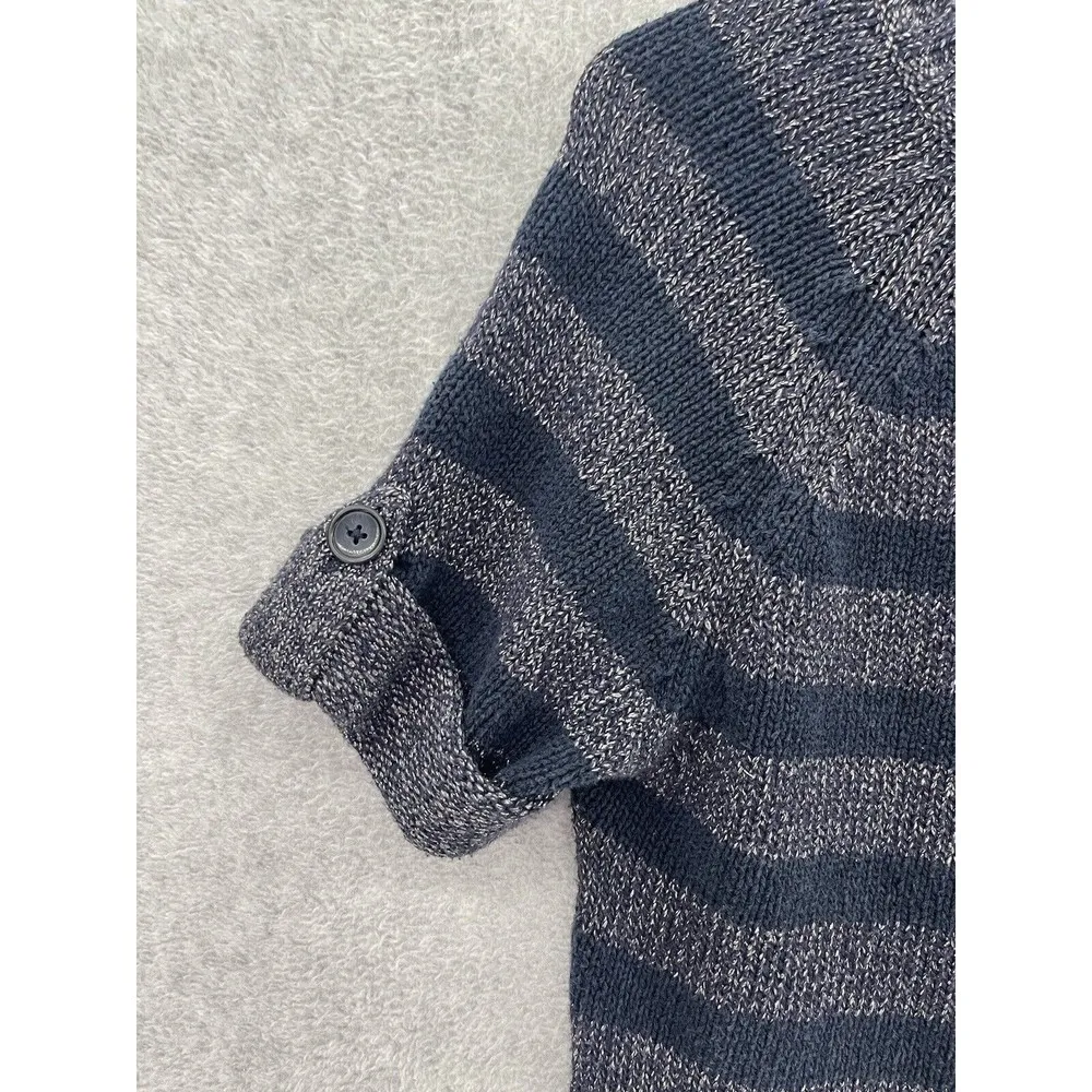 Ann Taylor Women's Sweater Shirt Striped Blue Gray Size Small Short Sleeve Linen - Image 9