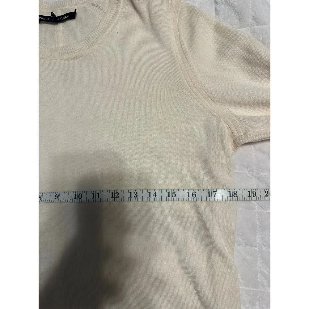 Rag & Bone Jean 100% Wool Sweater Women's Size Medium Cream Crewneck Neutral - Image 5