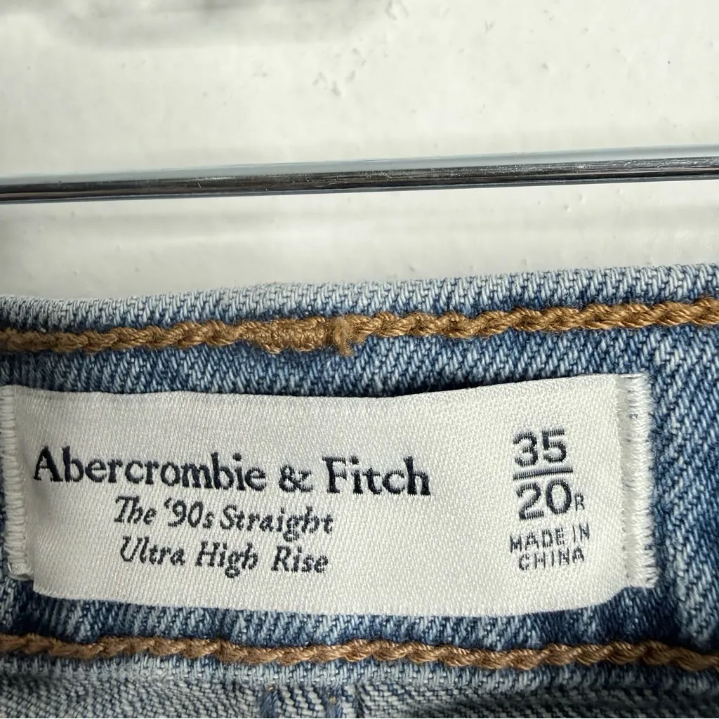 Abercrombie & Fitch‎ The 90’s Straight Ultra High Raw Hem Rise Size 35/20 - Image 3