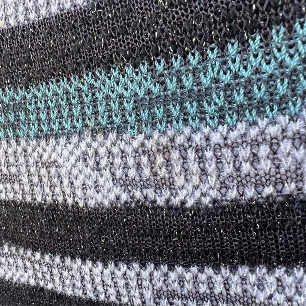 ST. JOHN SPORT BY MARIE GRAY sleeveless blouse tank top blue black silver stripe - Image 7