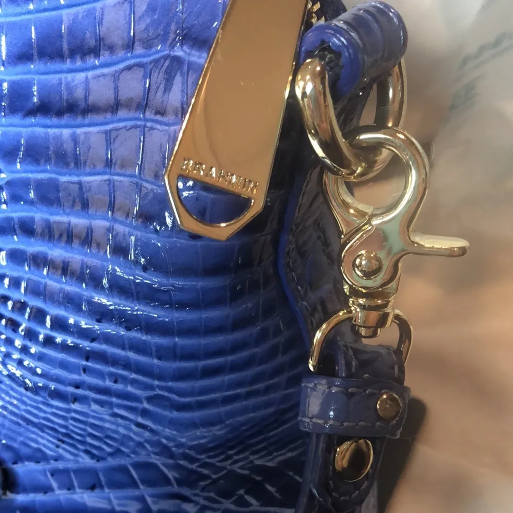 BRAHMIN Cobalt Blue Crocodile Embossed Large Leather Duxbury Crossbody Satchel - Image 16