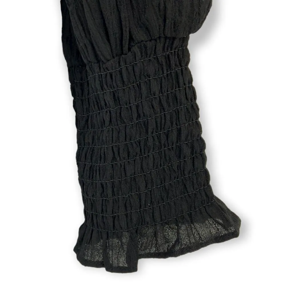 WAYF Nordstrom | NWT | Small | Gauzy Semi-Sheer Black Long Sleeve Cropped Blouse - Image 4