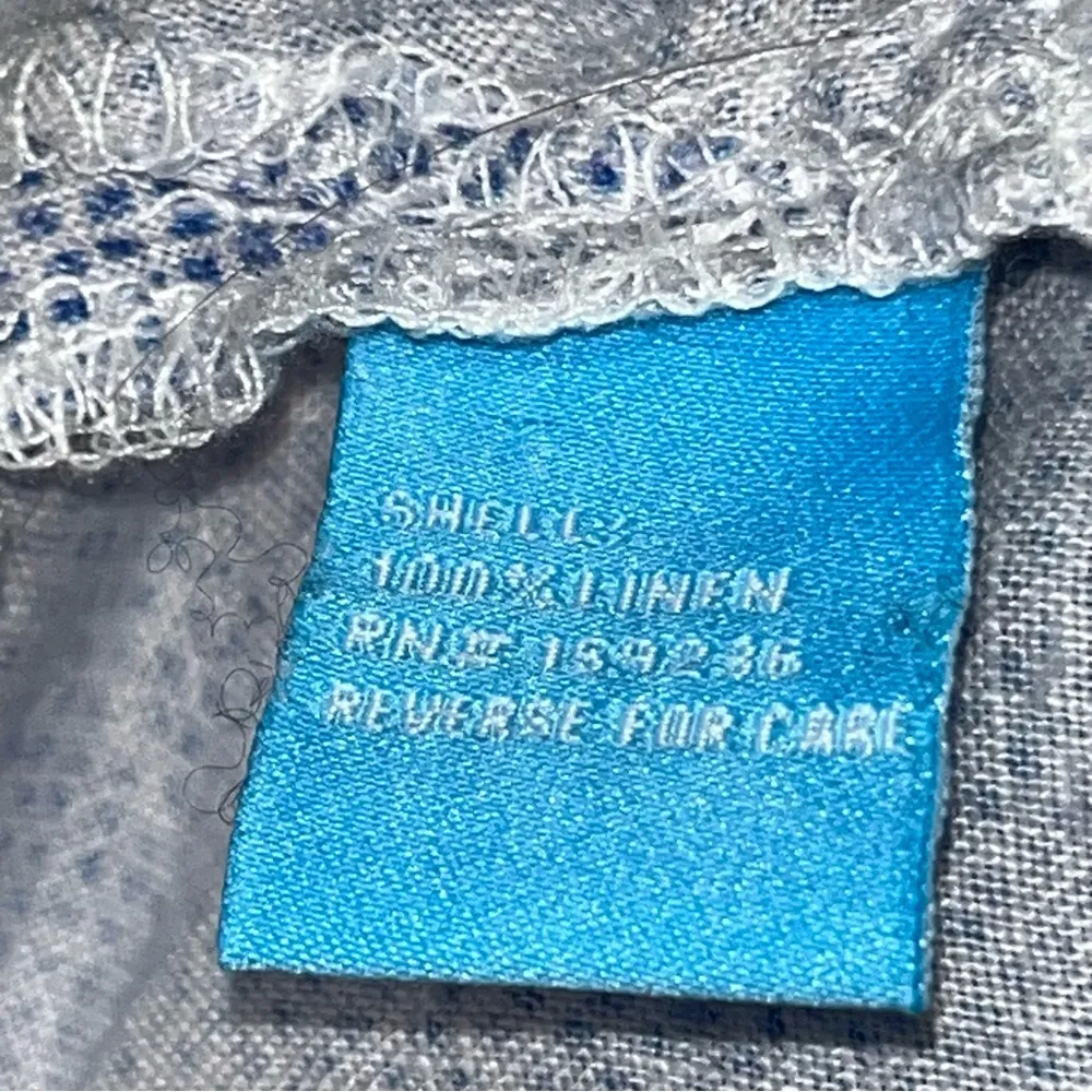 J. McLaughlin Fallon Loose Fit Blue & White Linen Blouse Top Shirt size Small - Image 9