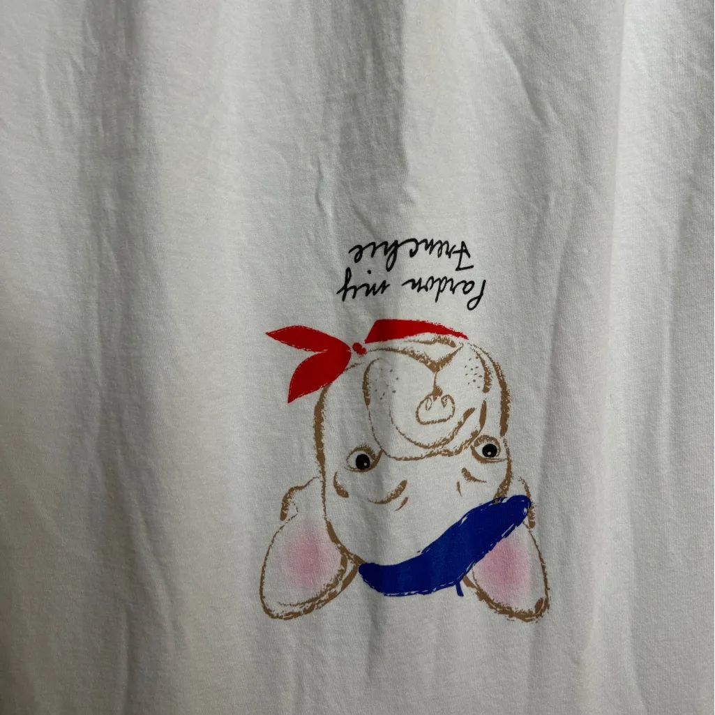 J.‎ Crew Factory Women's "Pardon My Frenchie" Collector’s T Shirt Large CP White - Image 3