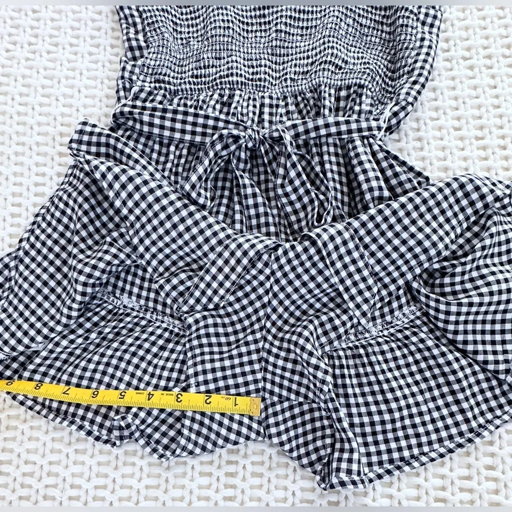 Hollister Gingham Ruffle Romper - Black/White - S - Image 13