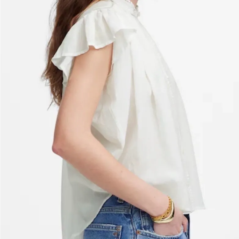 Madewell NWT Shirred Lace-Trim Top size small - Image 3