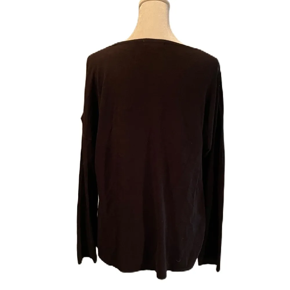 1962 Black with Round Gold Studs and Cold Shoulders Long Sleeve Sweater - Image 4