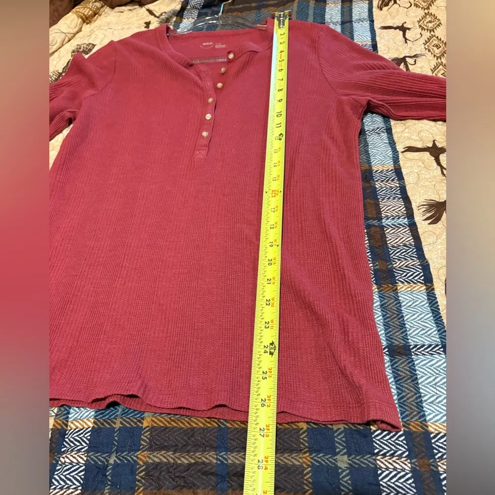 Aerie Long Sleeve Waffle Knit Henley Top (Magenta) Red women’s XL - Image 9