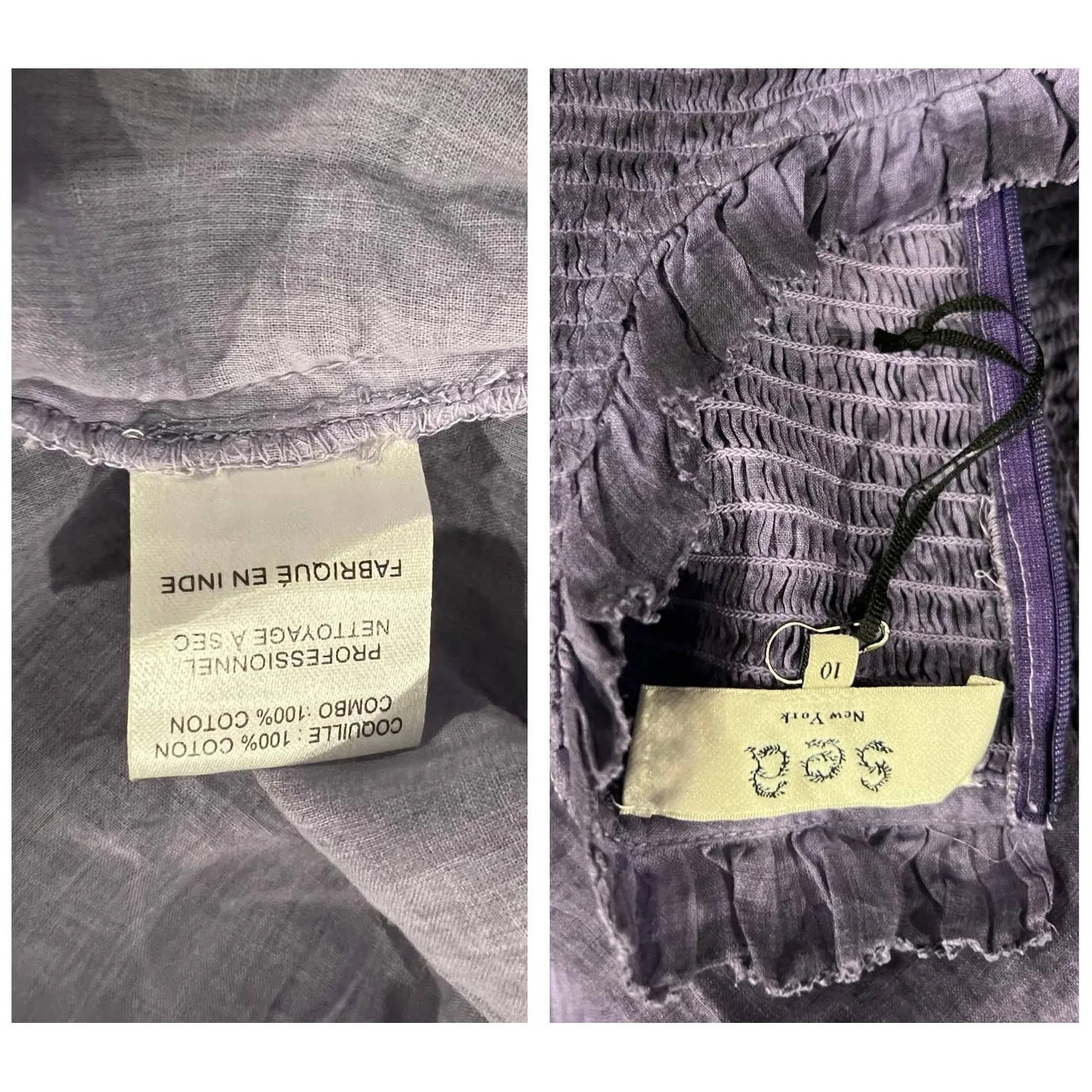 Sea New York Yara Smocked Tiered Cotton Dress Size 10 Purple - Image 11