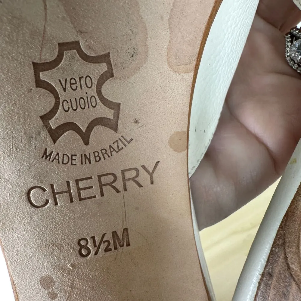 Brighton Sakura Cherry Floral Flower White Heels Size 8.5 - Image 8