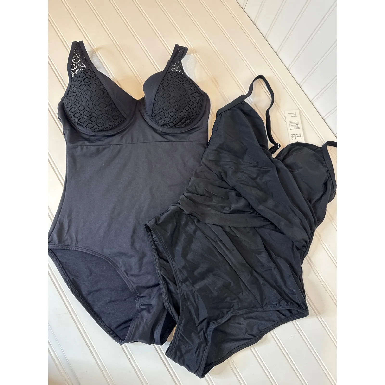 NWT Cupshe LOT OF 2 Swimsuits - Black 1-PC One Piece Bathing Suits Bundle Sz M - Image 3