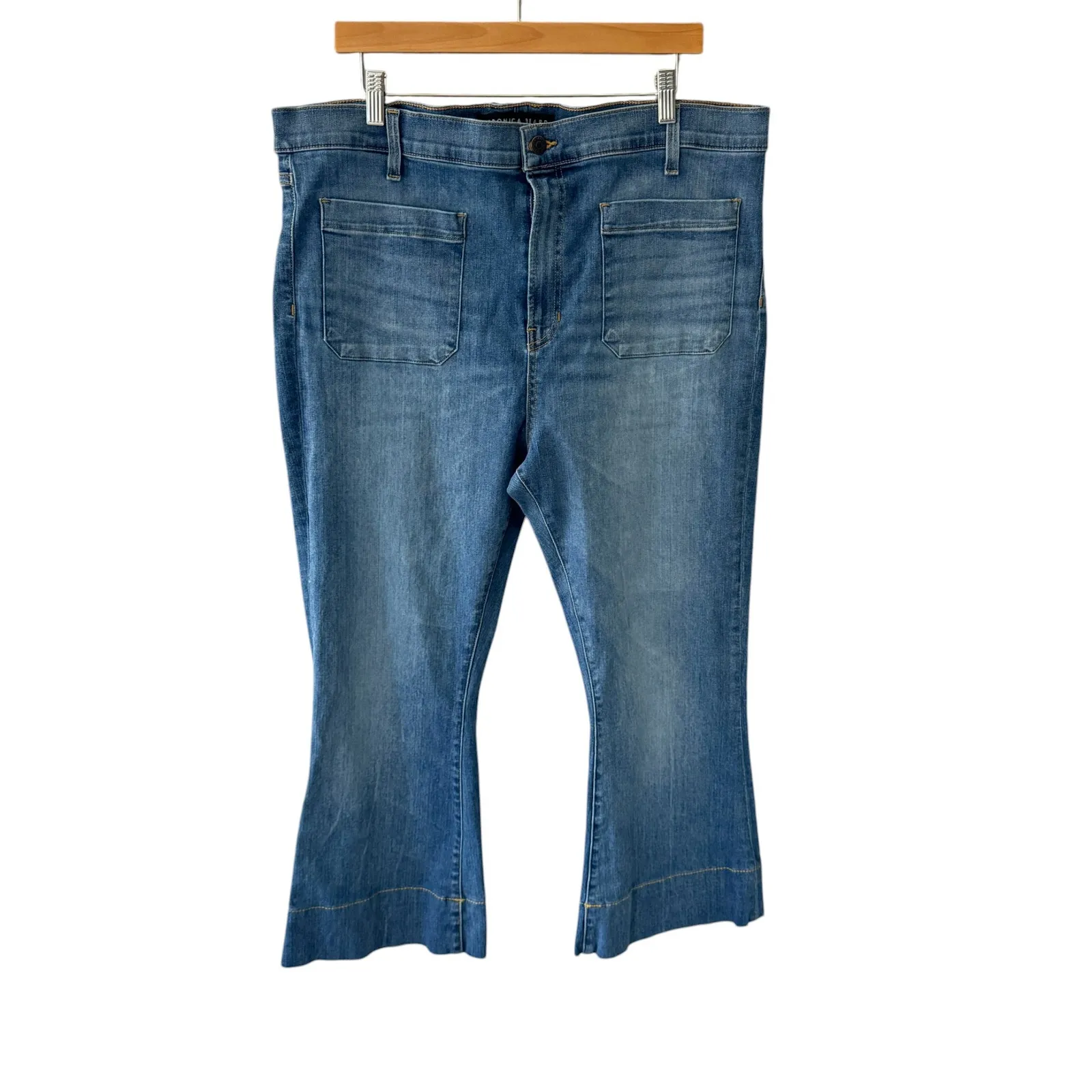 Veronica Beard Sheridan Exaggerated Flare High Rise Jeans Keystone Blue Size 20 - Image 3