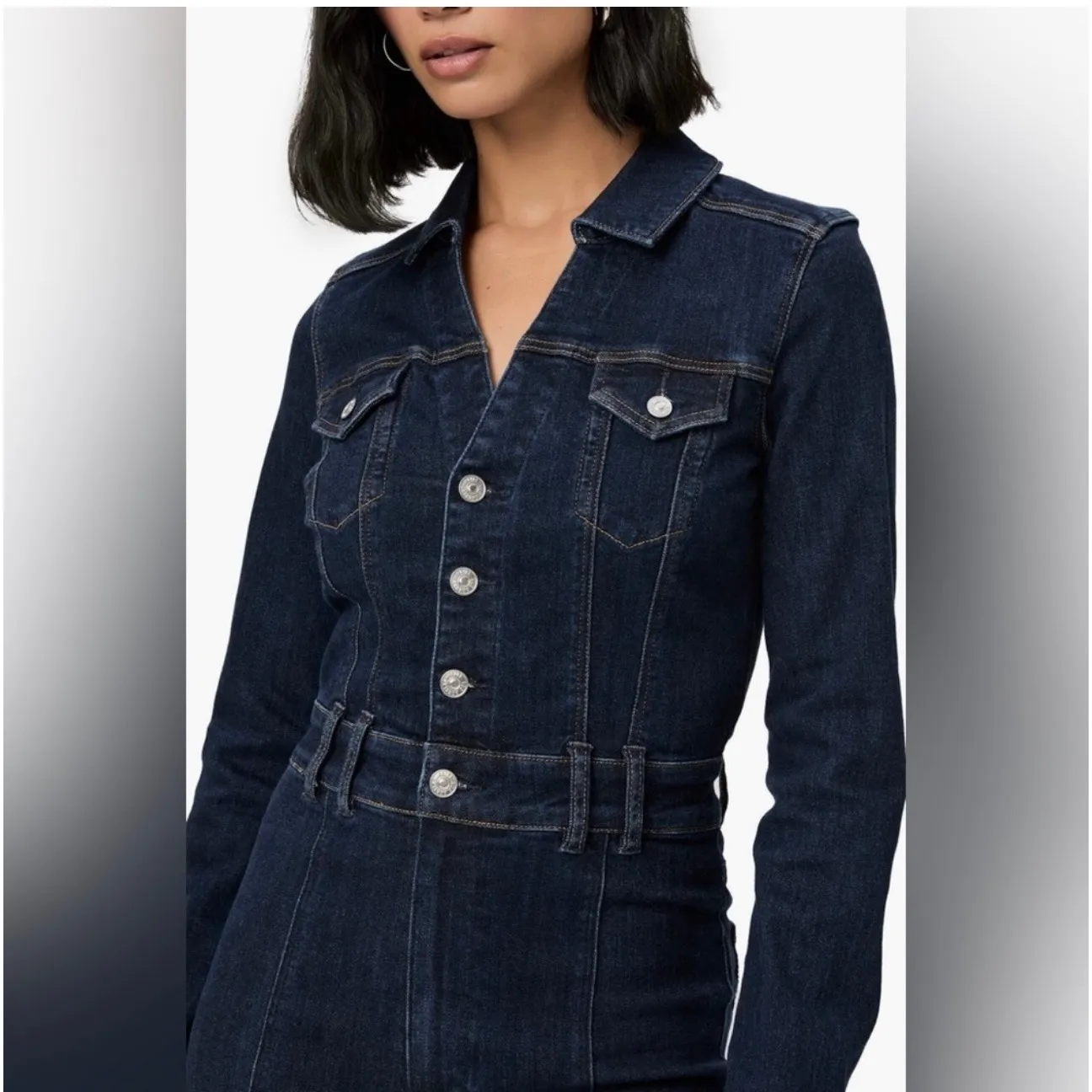 PAIGE Sasha Denim Jumpsuit, Size 6, Dark Wash - New! - Image 4