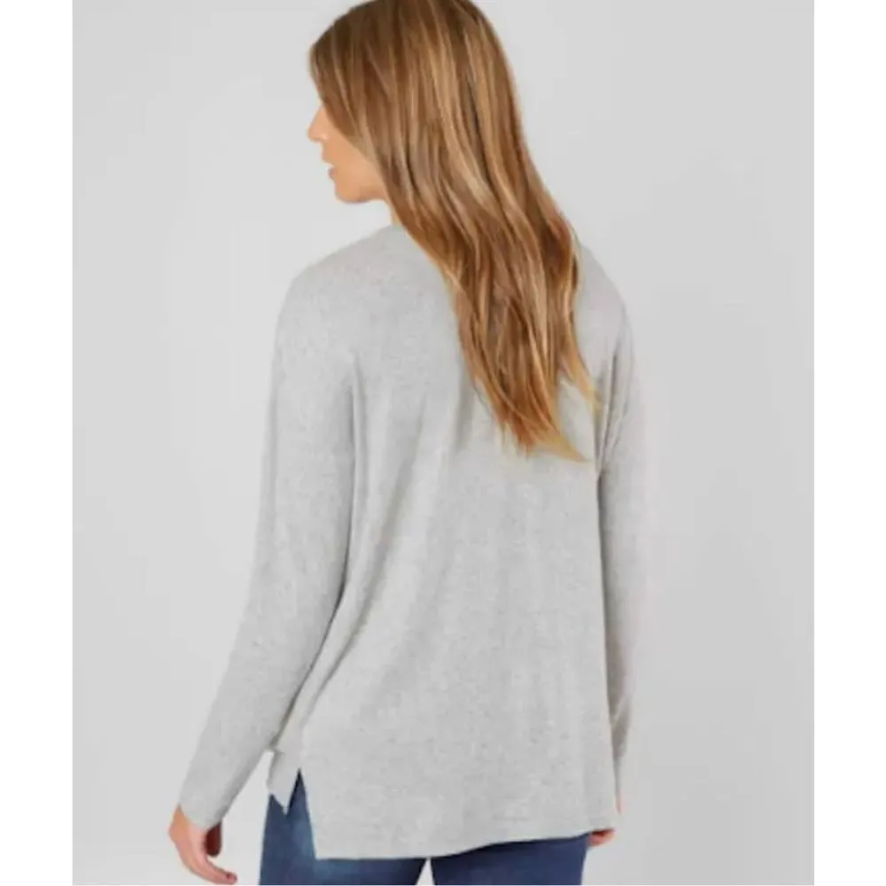 Womens Buckle Miss Me Grey LS Beaded Sequin Floral Top Sweater Pullover - Sz M - Image 2