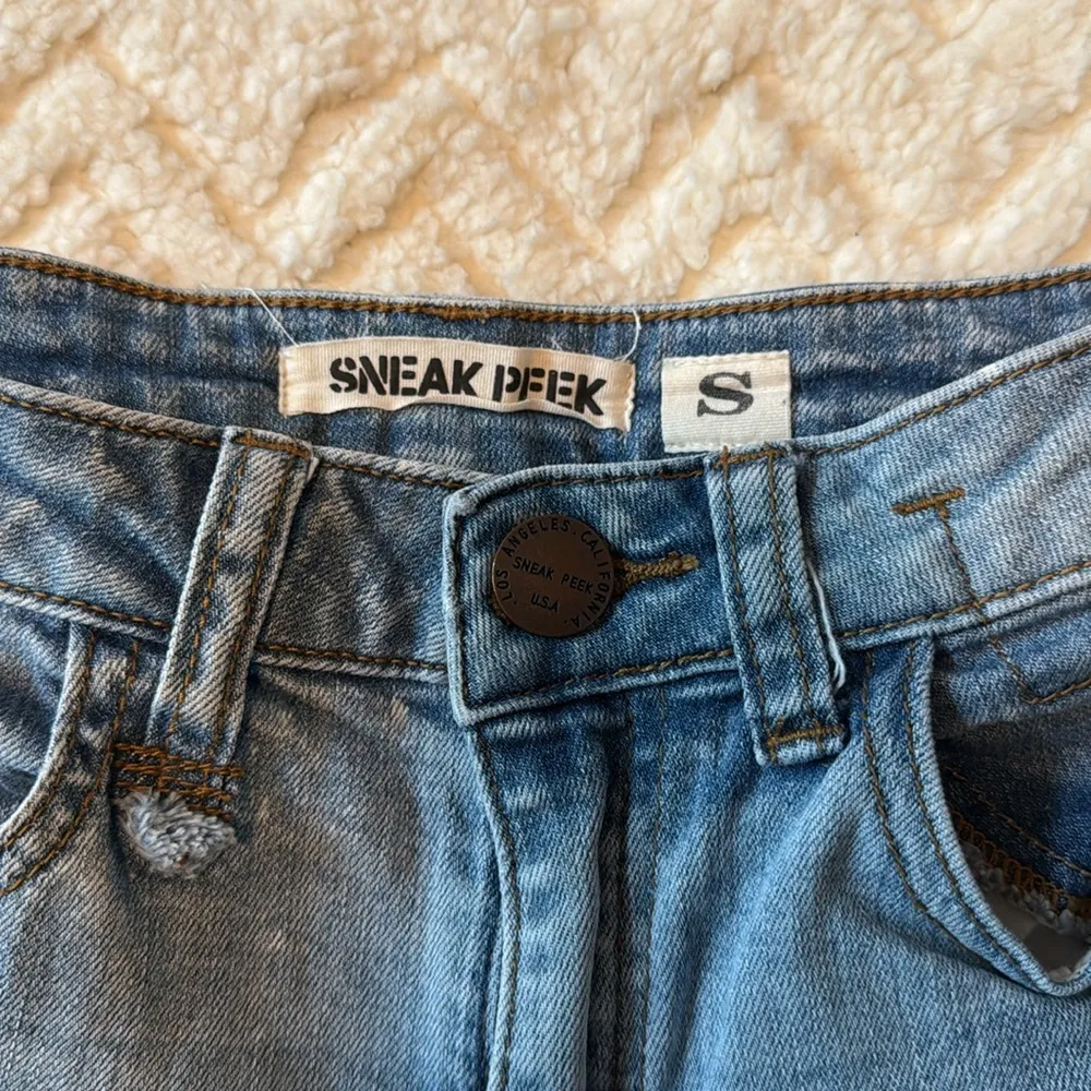 Sneak Peek Distressed Jean Shorts Size S Blue - Image 3