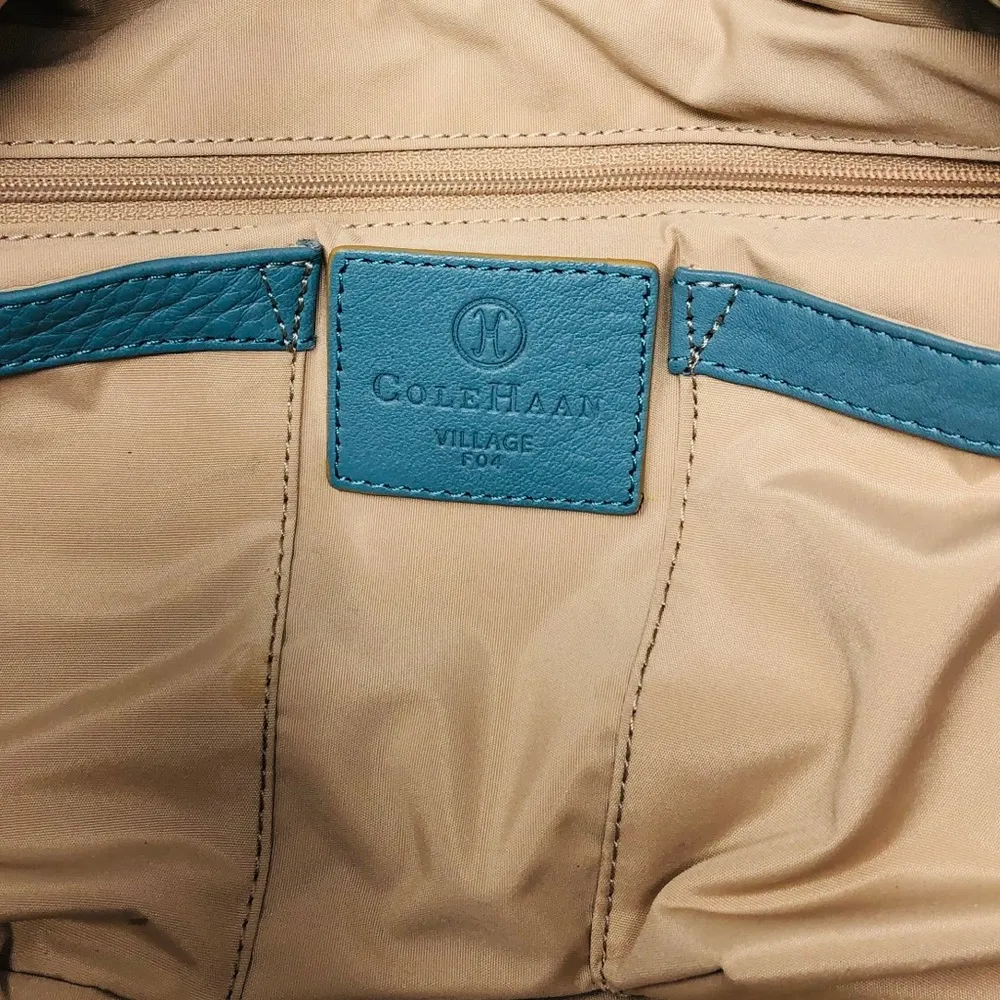 COLE HAAN teal blue leather purse - Image 5