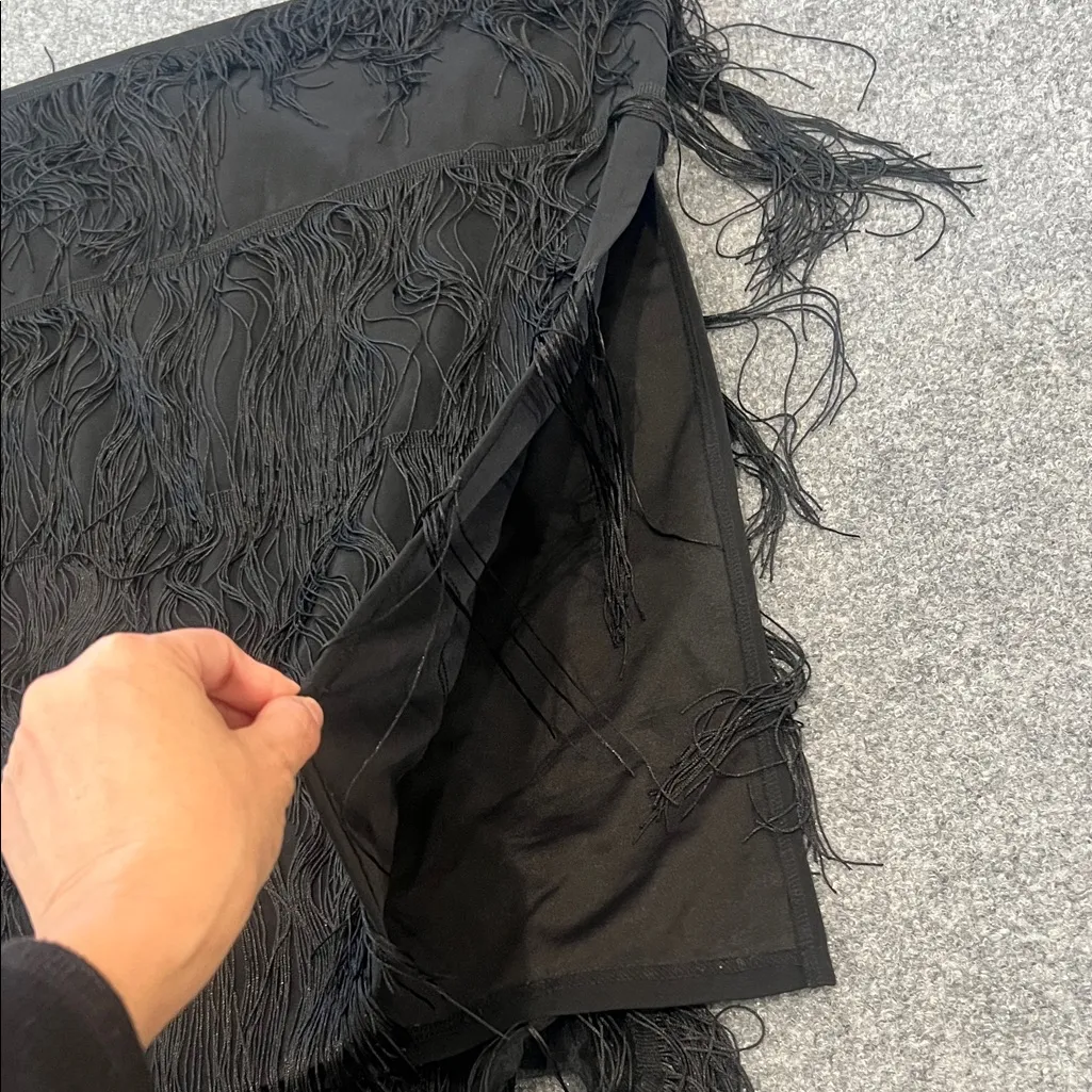 Chic Asymmetrical Black Fringe Dress Size 2X - Image 9