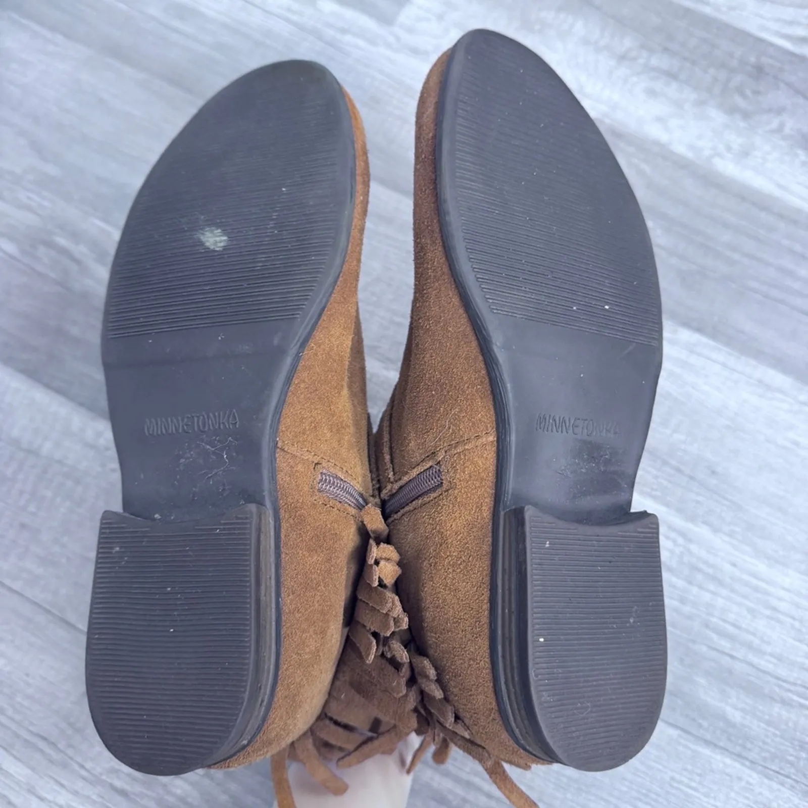 Minnetonka Rancho Fringe Suede Leather Ankle Booties Size 8 1/2 - Image 6