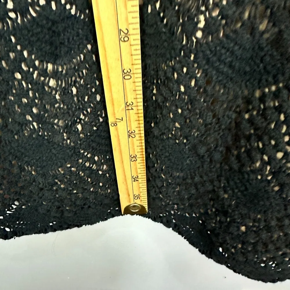 LOFT Crochet Knit Sheath Dress Women 12‎ Black Lined Dark Academia Boho Chic - Image 4