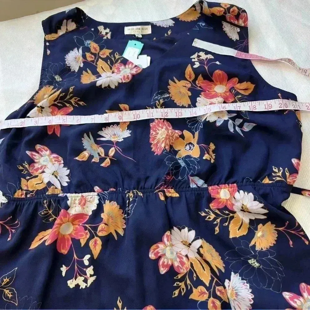 Skies Are Blue Curvy Sleeveless Maxi Dress Plus Sz 2x VNeck Blue Floral - Image 7