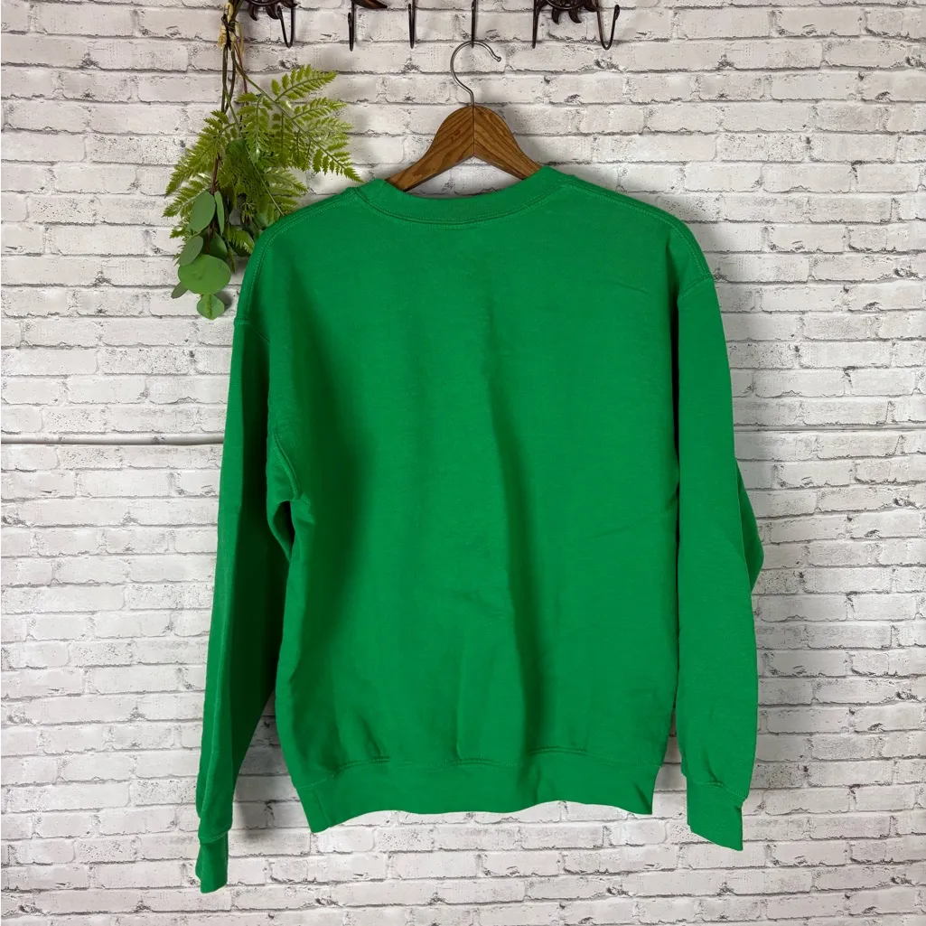 Gildan Meow Meow Meow Kitty Cat Christmas Snowflake Green Crewneck - Image 4