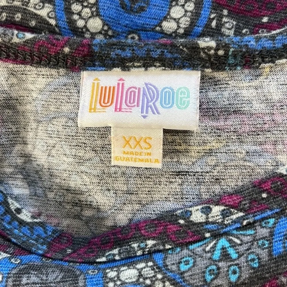 Women's Lularoe Blue Maroon White Gray Carly Hi-Low Dress Size XXS EUC #7372 - Image 3