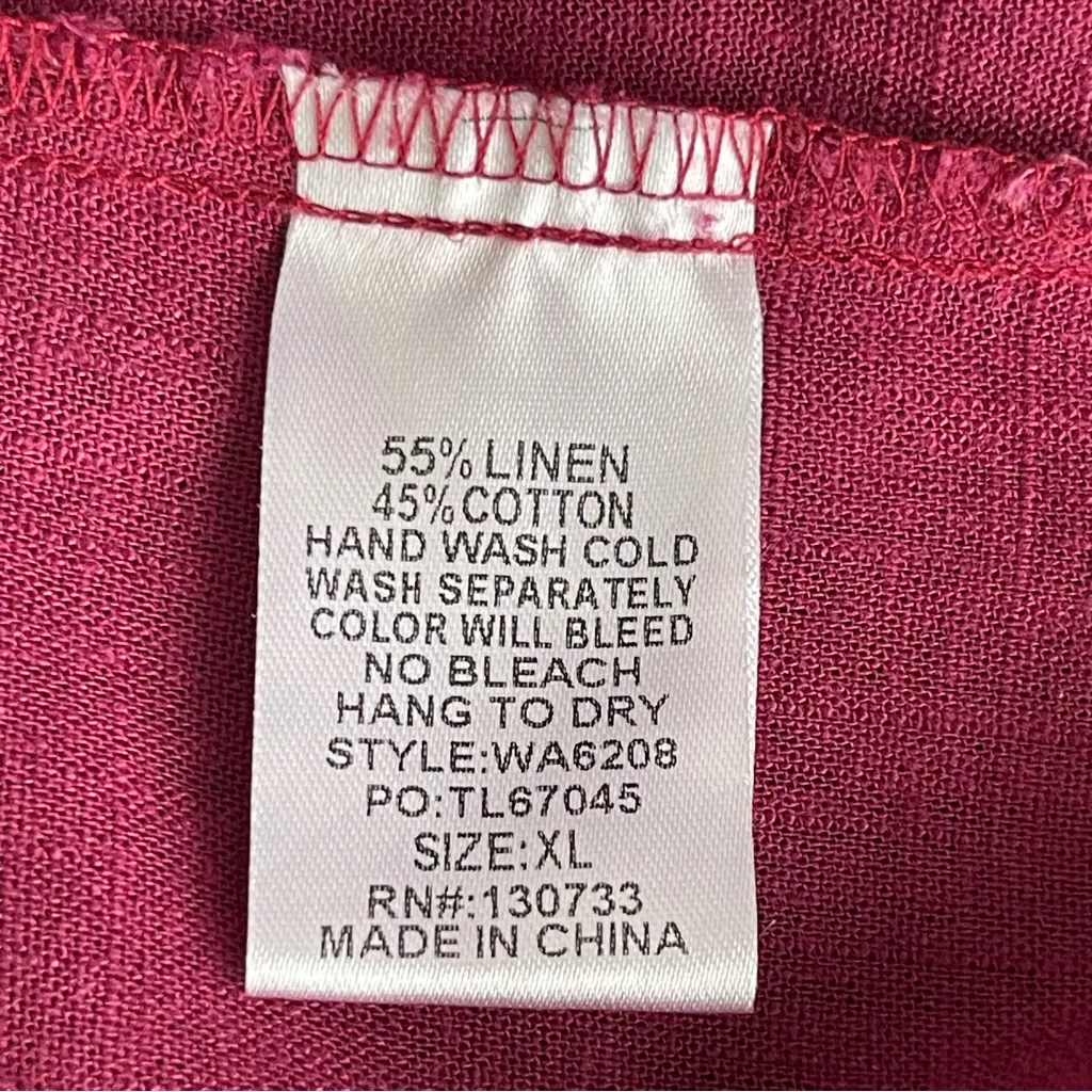 Umgee Linen Blend Fringe Fray Trim Button Down Shirt Women’s Size XL - Image 10