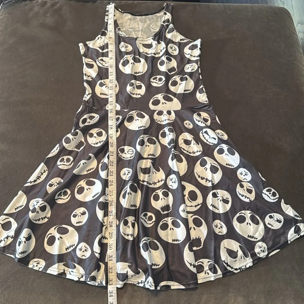 Women’s Skater Dress Sleeveless Skeleton Design Halloween Size XS/S NEW Black - Image 7