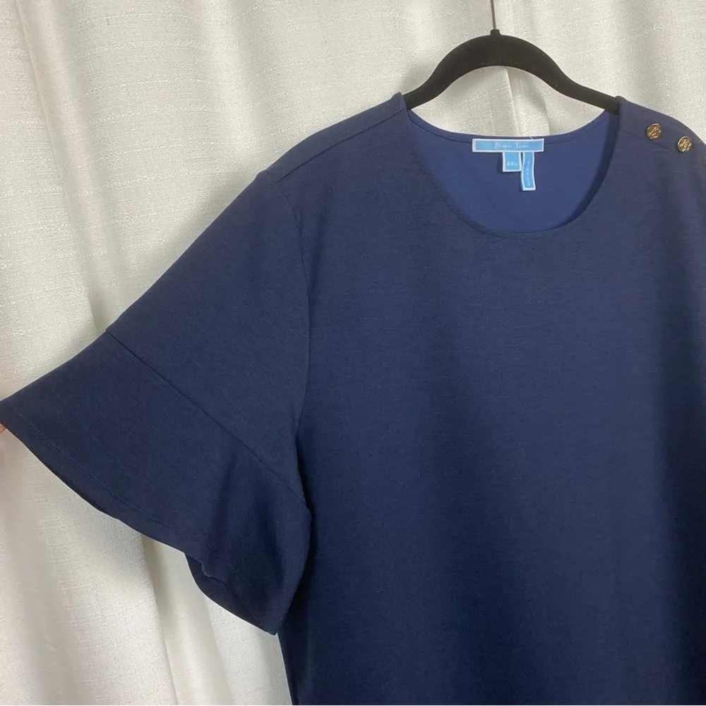 Draper James Navy Blue Short Bell Sleeve Ponte Knit Shift Dress Sz.XXL - Image 9