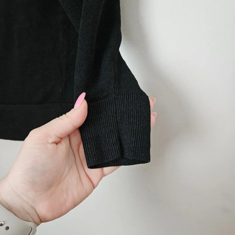 Ann Taylor Cardigan Sweater Short Business Casual Neutral Black Knit Classic - Image 6