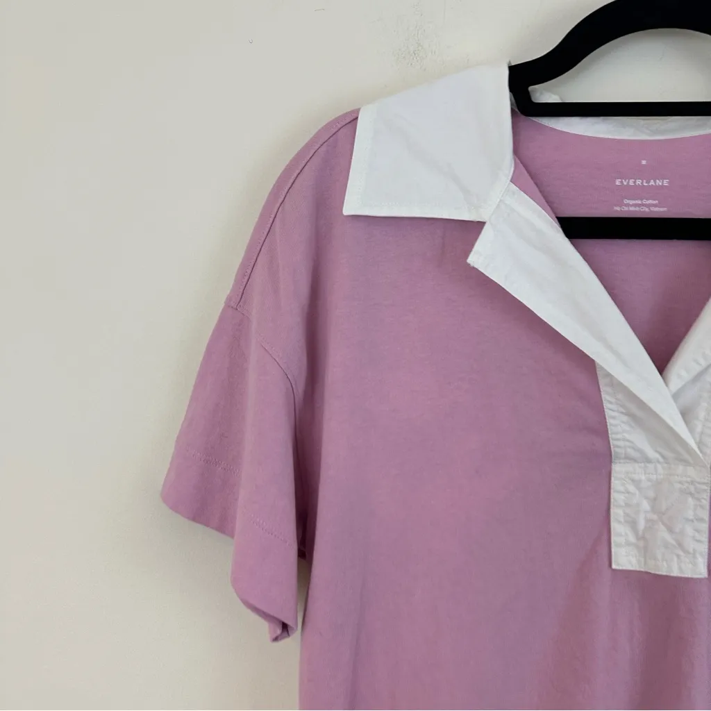 Everlane The Organic Cotton Polo Dress in Mauve Collared Size Medium - Image 3
