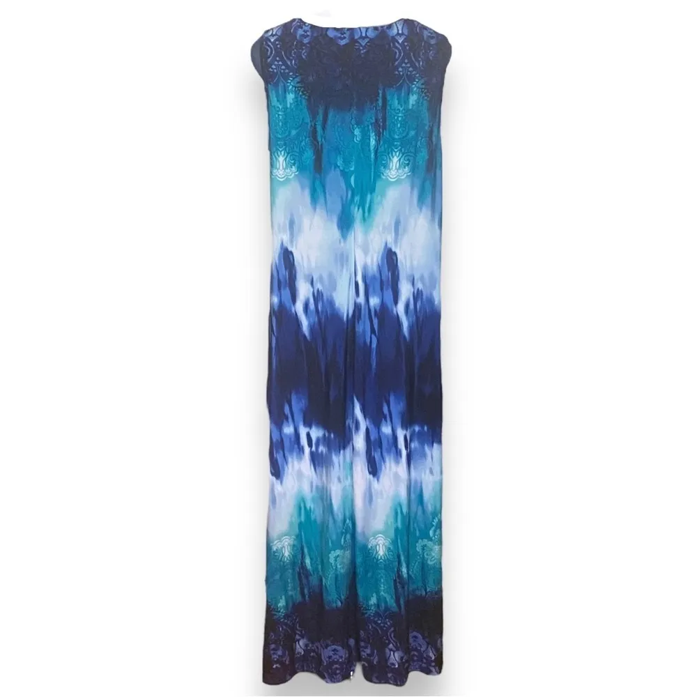 Catherine's Sleeveless Maxi Dress Tie Dye Ombre Jewel Detail Size 1X - Image 8