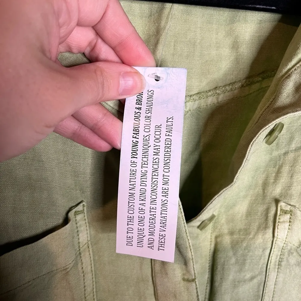 NWT Young Fabulous & Broke Hudson green linen blend cargo romper - Image 7