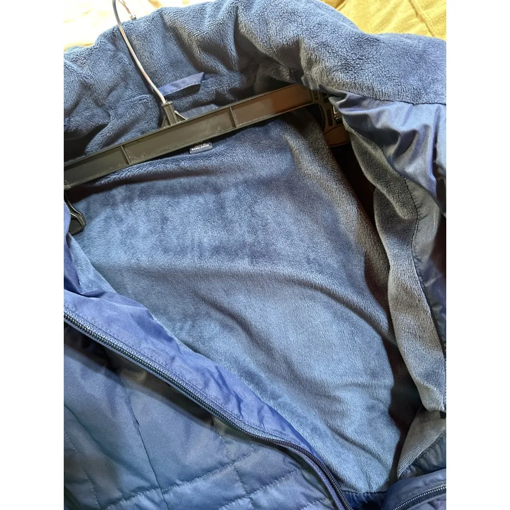 Lands' End Quilted Jacket Fleece Lined Full Zip Puffer Coat Women's S Blue - Image 3