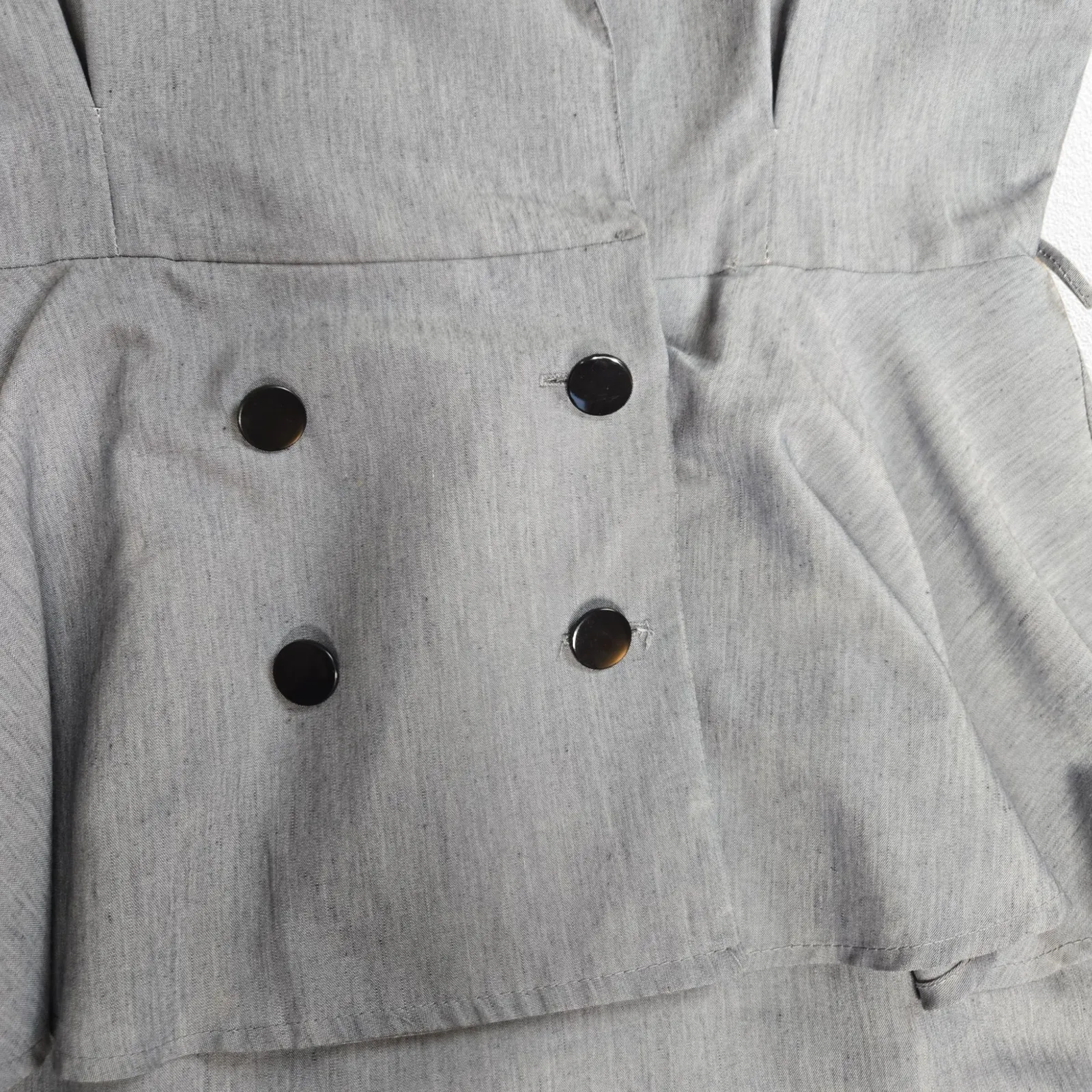 1980s Vintage Gray Office Career Made in USA Peplum Pencil Power Dress Size 14P - Image 4