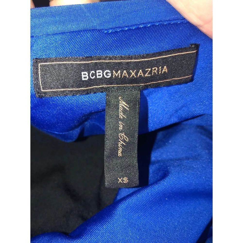 BCBGMaxAzria Blue Sapphire Knit Dress with Taffeta Bubble Skirt size XS - Image 13